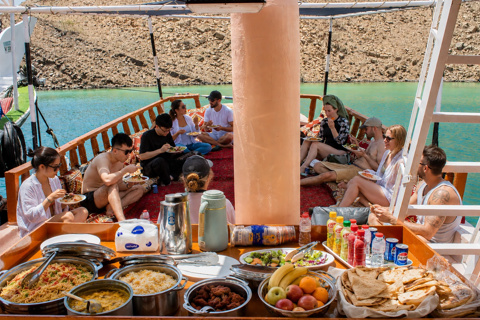 Buffet lunch served aboard the dhow during the Musandam Dibba cruise